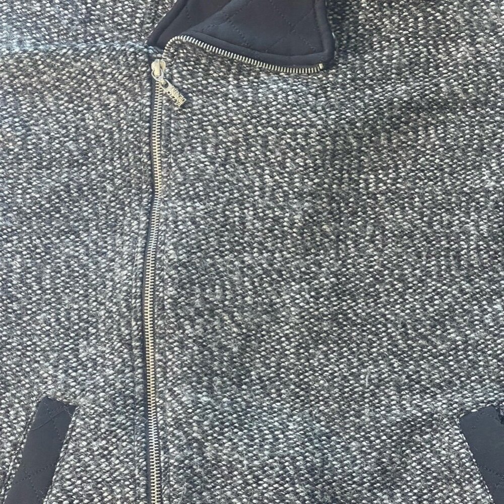Pazzo Womens Jacket Coat Black Gray Marled Asymmetrical Zip Pockets Collar XL - Picture 6 of 8